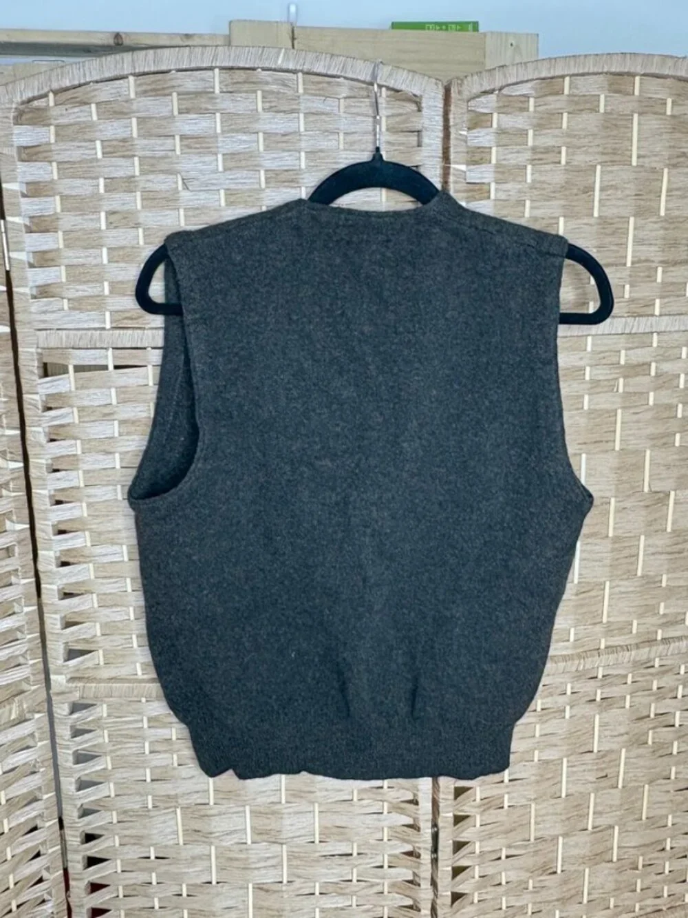 VINTAGE Made in USA Puritan Aquaknit 100% Lambswool Button Vest Sweater size L